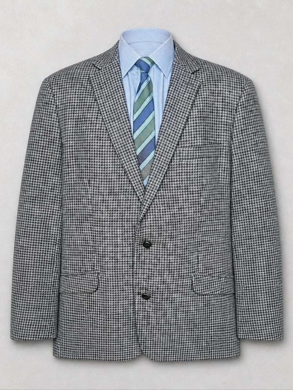 Lauren Ralph Lauren Blazer Mens 48L Brown Wool Trim Fit Houndstooth Sport Jacket